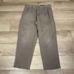 Eddie Bauer Pant Men's 35x30 Relaxed Fit Flat Front Chino Brown Lightweight